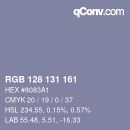 Color code: RGB 128 131 161 | qconv.com