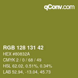Color code: RGB 128 131 42 | qconv.com