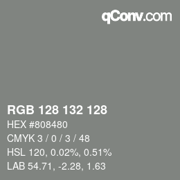 颜色代码: RGB 128 132 128 | qconv.com