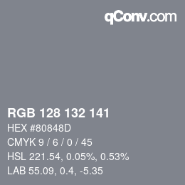 Farbcode: RGB 128 132 141 | qconv.com