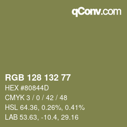 颜色代码: RGB 128 132 77 | qconv.com