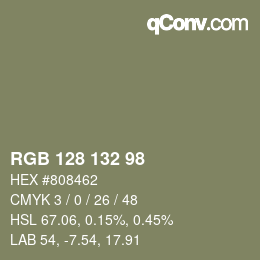 カラーコード: RGB 128 132 98 | qconv.com