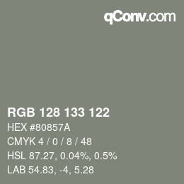 Farbcode: RGB 128 133 122 | qconv.com