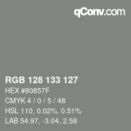 颜色代码: RGB 128 133 127 | qconv.com