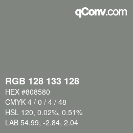 颜色代码: RGB 128 133 128 | qconv.com