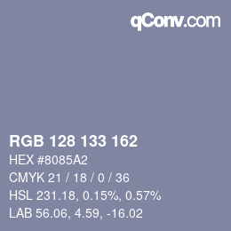 Color code: RGB 128 133 162 | qconv.com