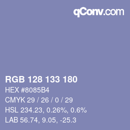 Color code: RGB 128 133 180 | qconv.com