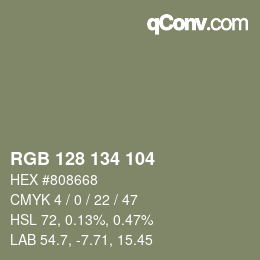 Color code: RGB 128 134 104 | qconv.com