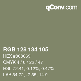 カラーコード: RGB 128 134 105 | qconv.com