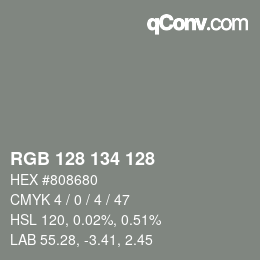 Color code: RGB 128 134 128 | qconv.com