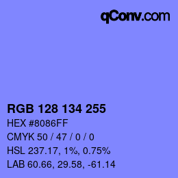 Color code: RGB 128 134 255 | qconv.com