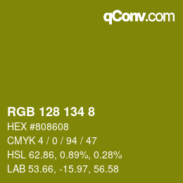 Color code: RGB 128 134 8 | qconv.com