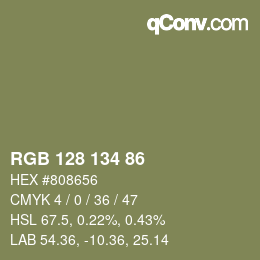 Color code: RGB 128 134 86 | qconv.com