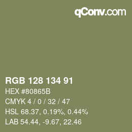 カラーコード: RGB 128 134 91 | qconv.com