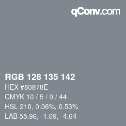 カラーコード: RGB 128 135 142 | qconv.com
