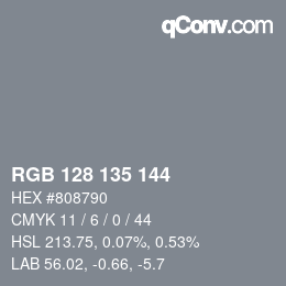 颜色代码: RGB 128 135 144 | qconv.com