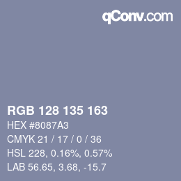 カラーコード: RGB 128 135 163 | qconv.com