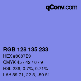 Color code: RGB 128 135 233 | qconv.com