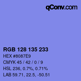 カラーコード: RGB 128 135 233 | qconv.com
