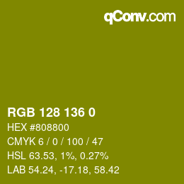 Color code: RGB 128 136 0 | qconv.com