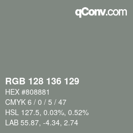 Color code: RGB 128 136 129 | qconv.com