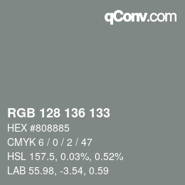 Código de color: RGB 128 136 133 | qconv.com