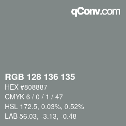 Color code: RGB 128 136 135 | qconv.com