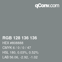 颜色代码: RGB 128 136 136 | qconv.com