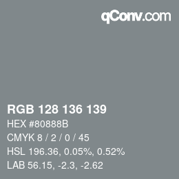 Color code: RGB 128 136 139 | qconv.com