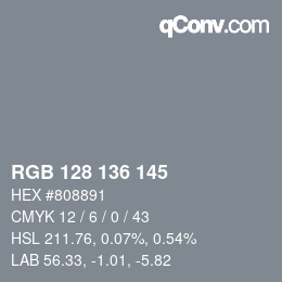 Color code: RGB 128 136 145 | qconv.com