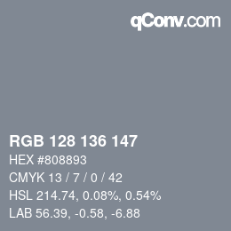 Color code: RGB 128 136 147 | qconv.com