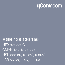 Color code: RGB 128 136 156 | qconv.com