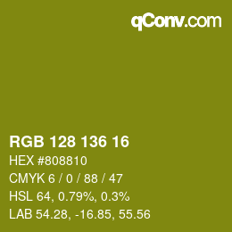 Color code: RGB 128 136 16 | qconv.com