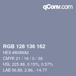 Código de color: RGB 128 136 162 | qconv.com