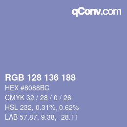Color code: RGB 128 136 188 | qconv.com