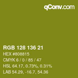 Color code: RGB 128 136 21 | qconv.com