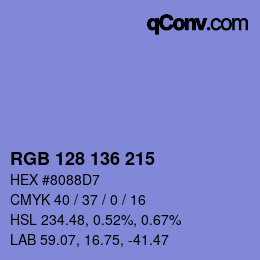 颜色代码: RGB 128 136 215 | qconv.com