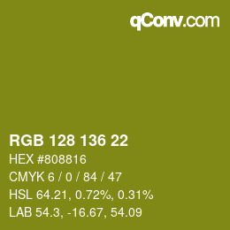 Color code: RGB 128 136 22 | qconv.com