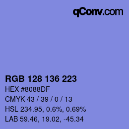 Color code: RGB 128 136 223 | qconv.com