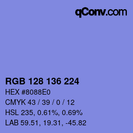 Color code: RGB 128 136 224 | qconv.com