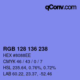 Color code: RGB 128 136 238 | qconv.com