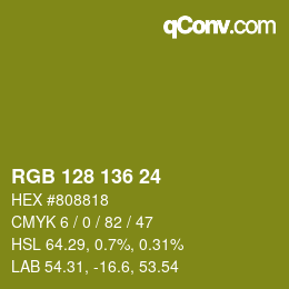 Color code: RGB 128 136 24 | qconv.com