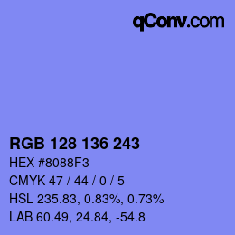 Color code: RGB 128 136 243 | qconv.com