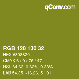 Color code: RGB 128 136 32 | qconv.com