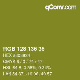 Color code: RGB 128 136 36 | qconv.com