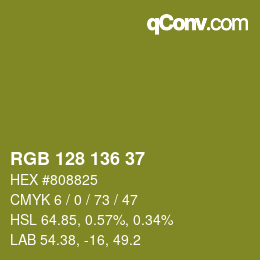 Color code: RGB 128 136 37 | qconv.com