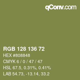 Color code: RGB 128 136 72 | qconv.com