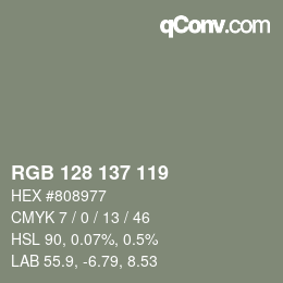 颜色代码: RGB 128 137 119 | qconv.com