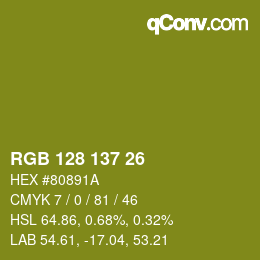カラーコード: RGB 128 137 26 | qconv.com