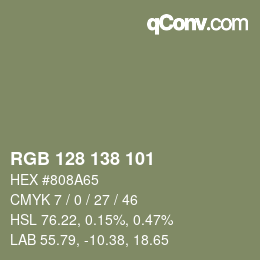 Color code: RGB 128 138 101 | qconv.com
